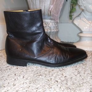 VGUC Men's Magnanni Donosti Black Leather Zip- Up Ankle Boots Made In Spain